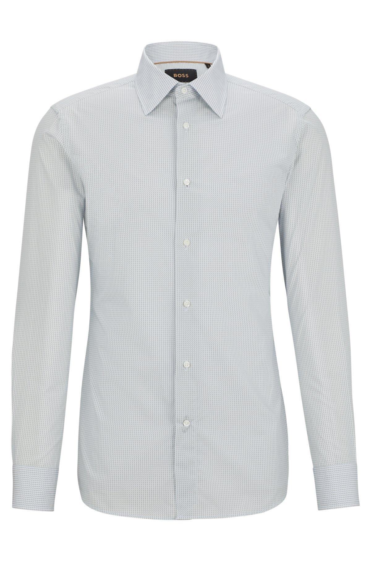 Slim-fit shirt in printed cotton with Kent collar Product Image