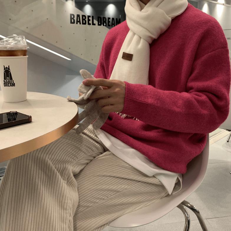 RT No. 6347 MOHAIR KNITTED ROUND NECK SWEATER Product Image