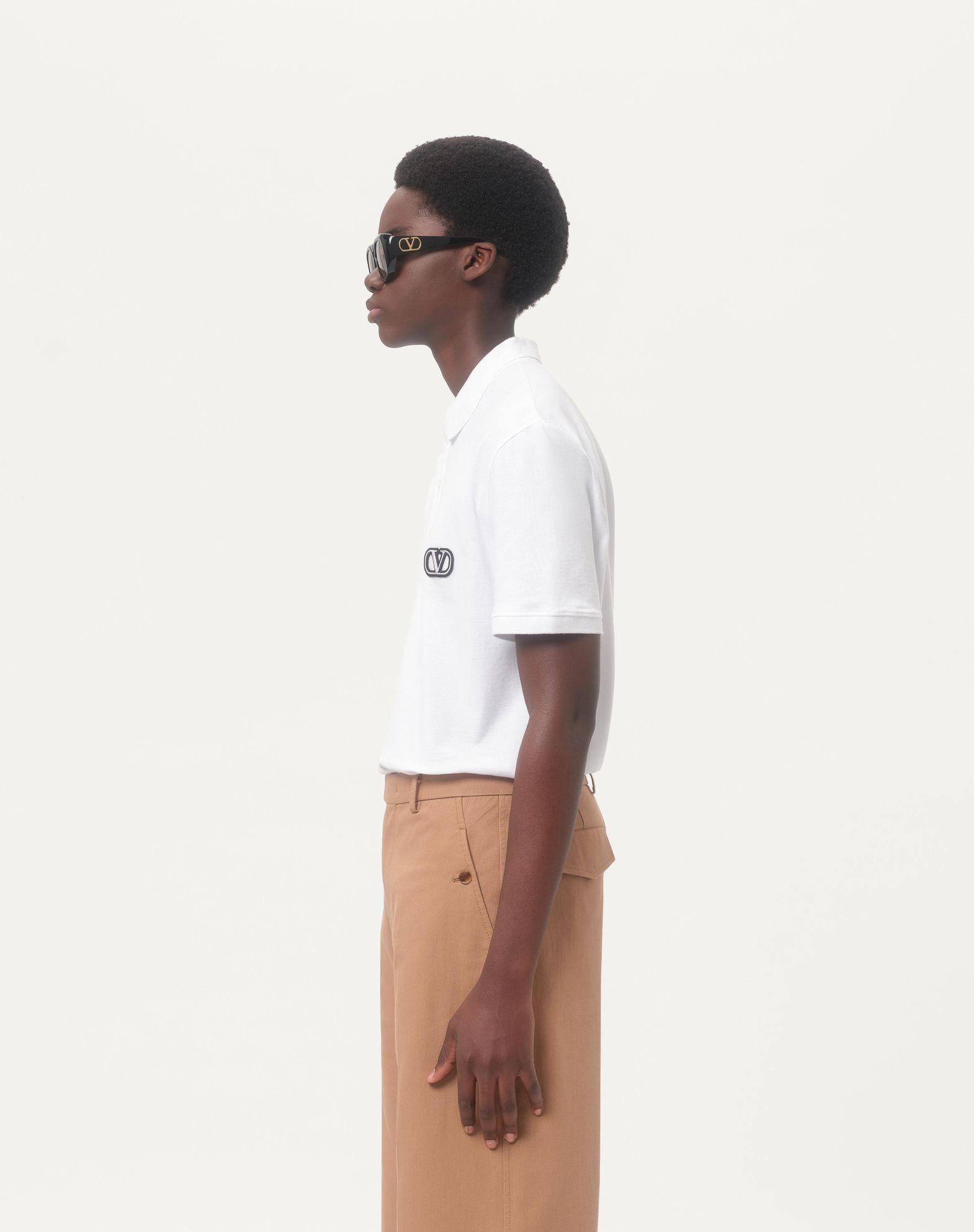 Cotton Piqué Polo Shirt With Vlogo Signature Patch Product Image