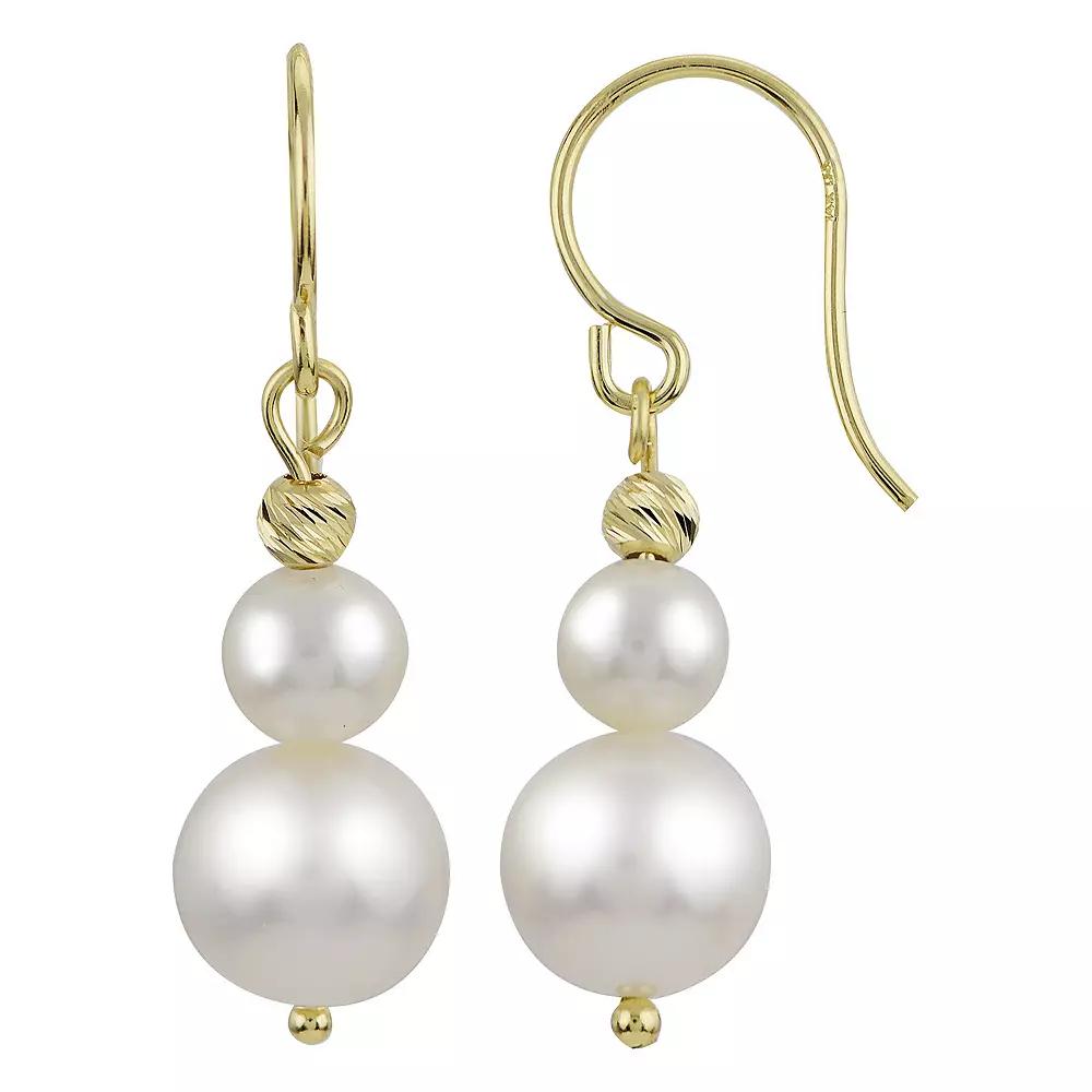 PearLustre by Imperial 14Kt Gold Cultured Pearl & Brilliance Bead Drop Earrings, Womens, White Product Image