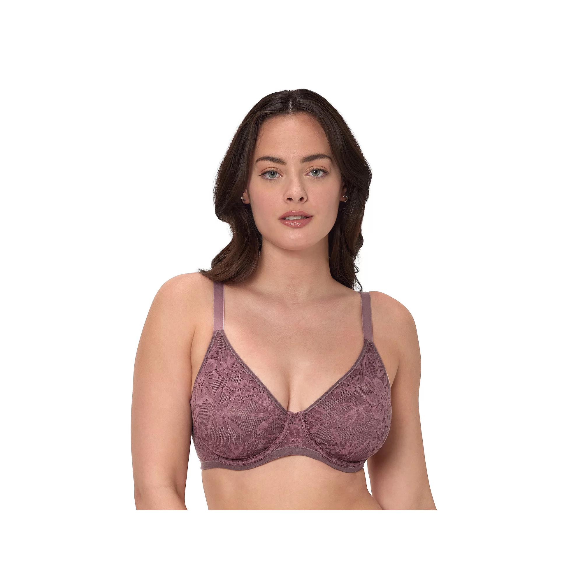Bali Breathe Cotton Modal Lace Convertible Strap Underwire Bra DF7590, Women's, Size: 42 C, Currant Purple Product Image
