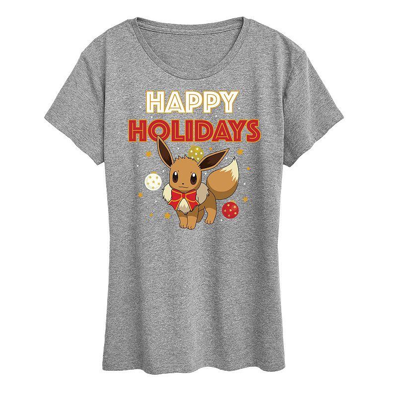 Women's Pokemon Happy Holidays Evee Tee, Girl's,  Product Image