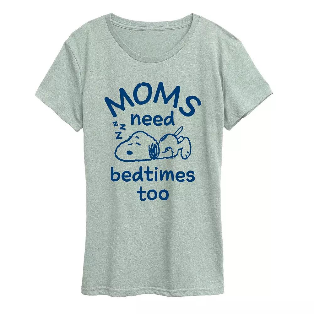 Women's Peanuts Snoopy Moms Need Bedtimes Too Graphic Tee,  Product Image