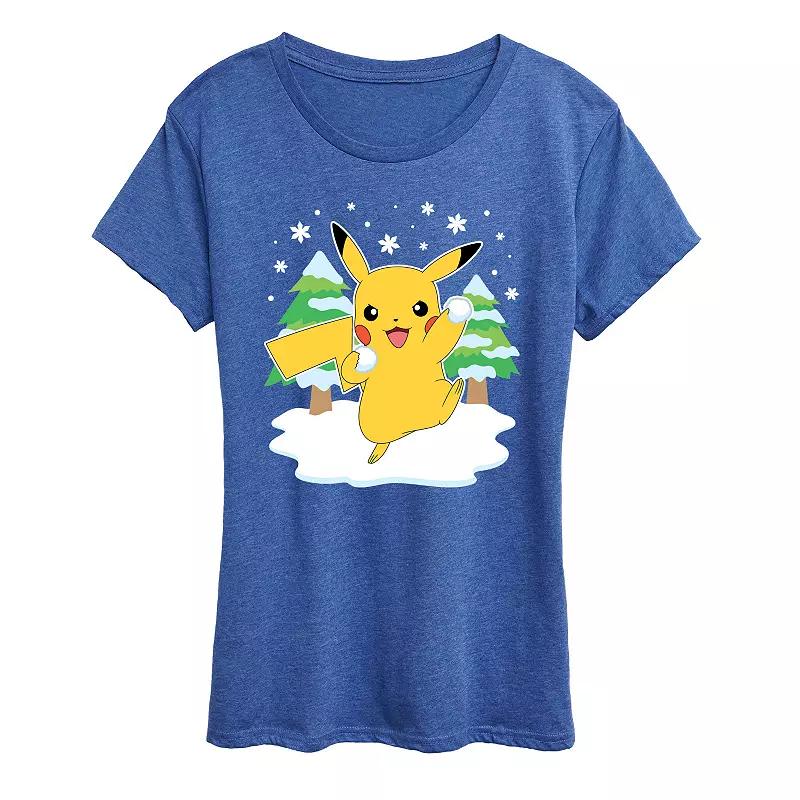 Women's Pokemon Pikachu Snowball Fight Graphic Tee,  Product Image