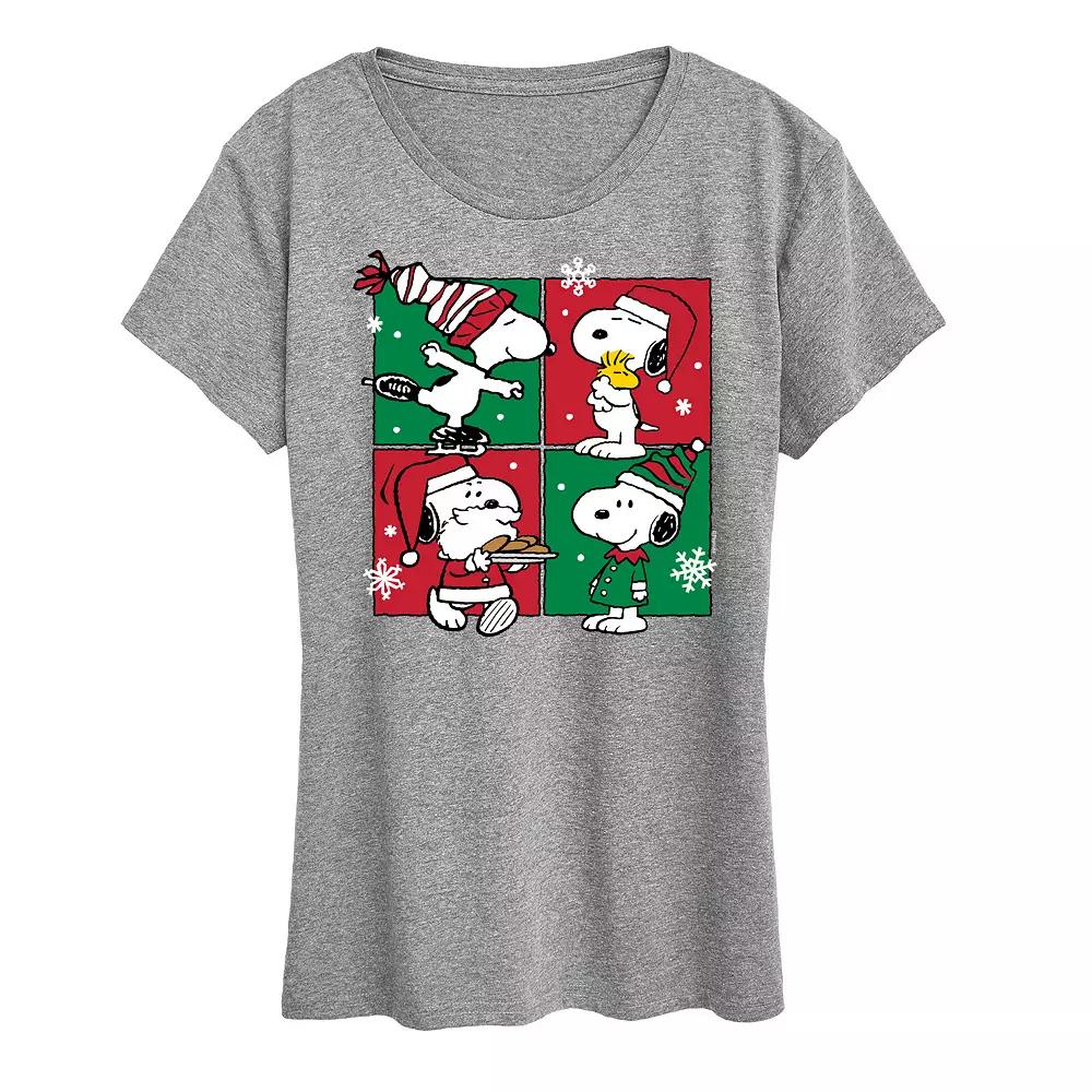 Plus Peanuts Snoopy Christmas Grid Graphic Tee, Women's,  Product Image