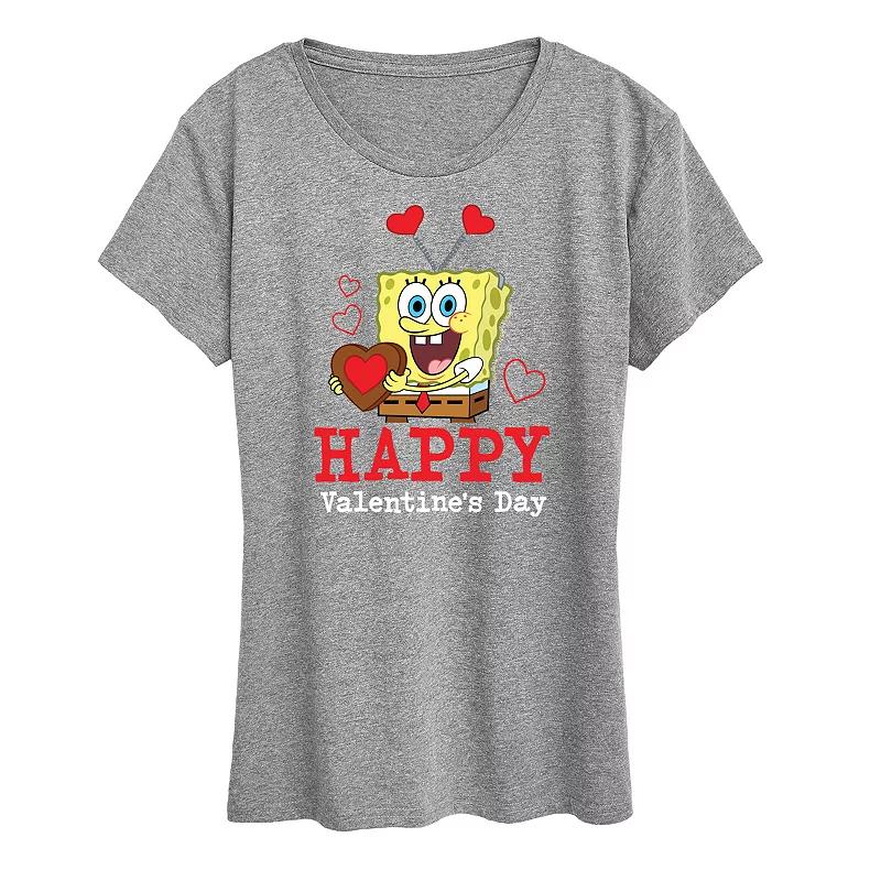 Women's Spongebob Squarepants Happy Valentine's Day Graphic Tee,  Product Image