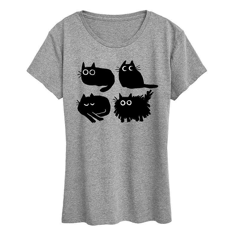 Plus Sketched Black Cats Graphic Tee, Women's,  Product Image
