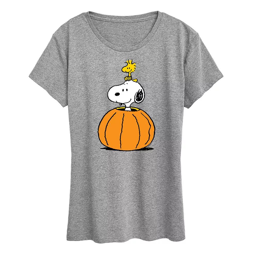 Women's Peanuts Snoopy & Woodstock Pumpkin Graphic Tee,  Product Image