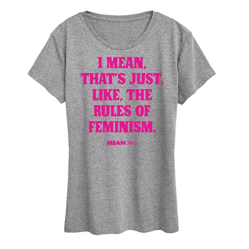 Womens Mean Girls Rules Of Feminism Graphic Tee Grey Gray Product Image