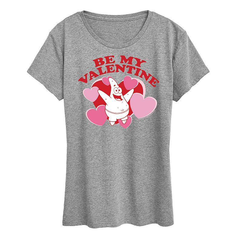 Womens Spongebob Squarepants Valentine Patrick Graphic Tee Grey Gray Product Image