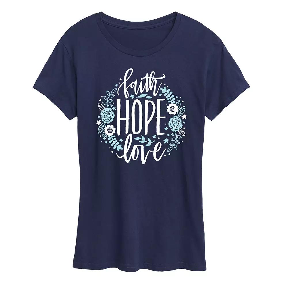 Women's Faith Hope Love Floral Graphic Tee,  Product Image