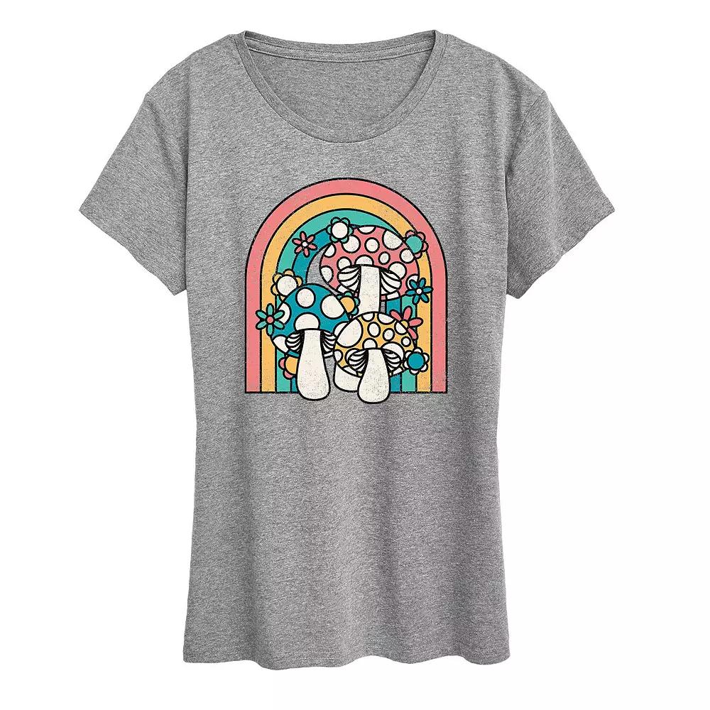 Women's Retro Mushrooms Rainbow Graphic Tee, Girl's,  Product Image