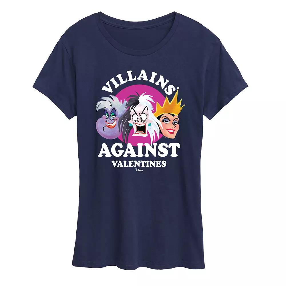 Disney Villains Ursula, Cruella & Evil Queen Women's Against V Day Graphic Tee,  Product Image