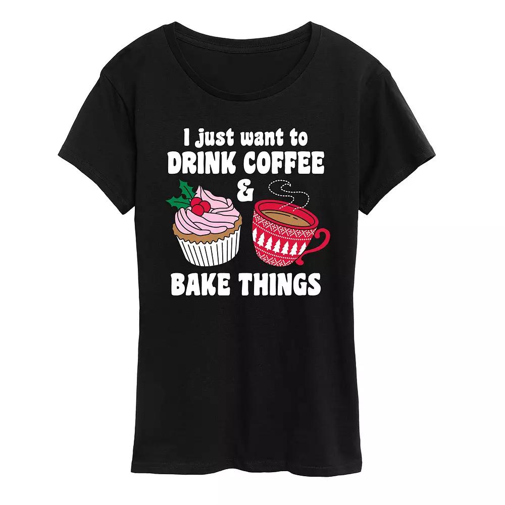 Women's Drink Coffee Bake Things Graphic Tee, Girl's,  Product Image
