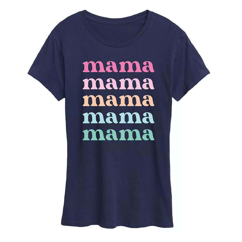Women's Colorful Stacked Mama Graphic Tee,  Product Image