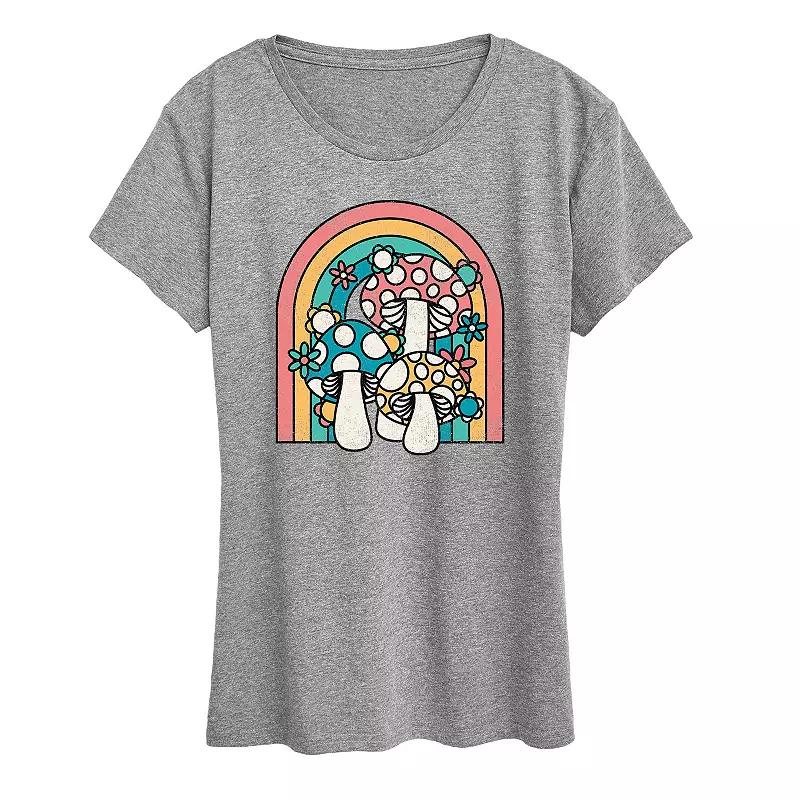 Women's Retro Mushrooms Rainbow Graphic Tee, Girl's,  Product Image