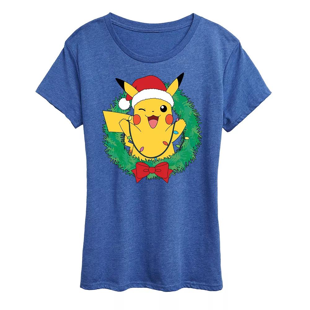 Women's Pokemon Pikachu Lights Wreath Tee, Girl's,  Product Image
