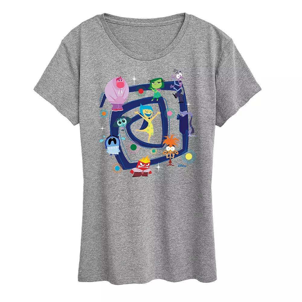 Disney / Pixars Inside Out 2 Womens Group Graphic Tee Grey Gray Product Image
