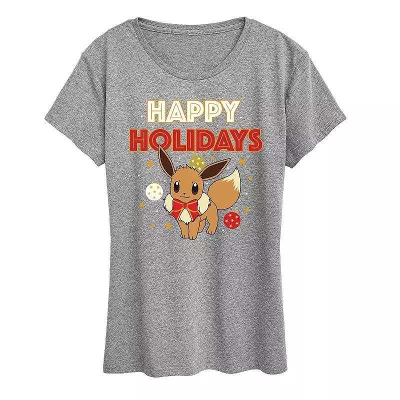 Women's Pokemon Happy Holidays Evee Tee, Girl's,  Product Image