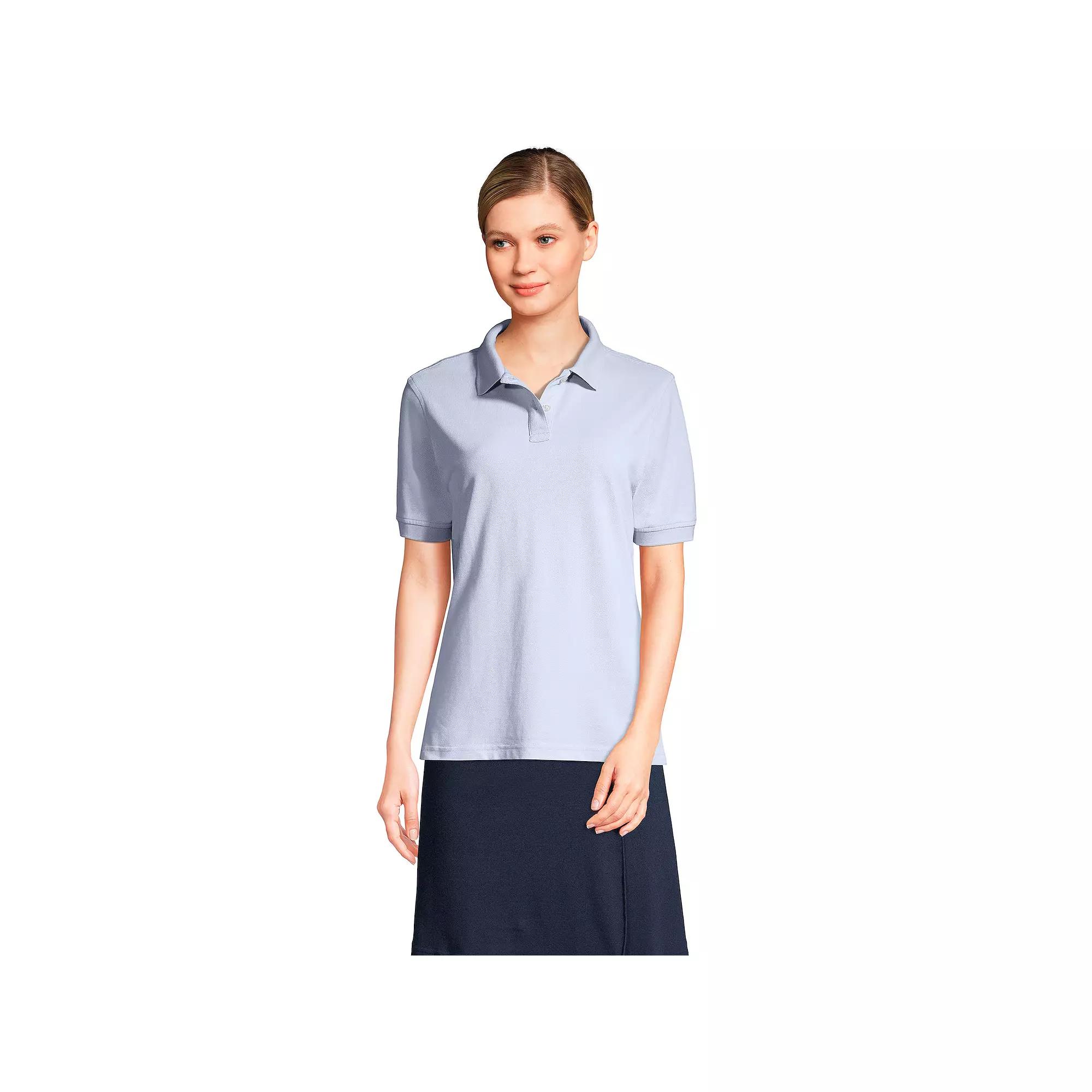 Women's Lands' End School Uniform Short Sleeve Mesh Polo Shirt, Size: Large, Blue Product Image