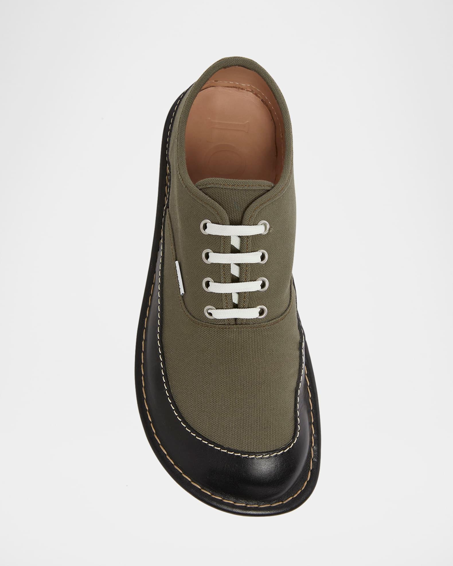 Men's Bay Canvas and Leather Low-Top Sneakers Product Image