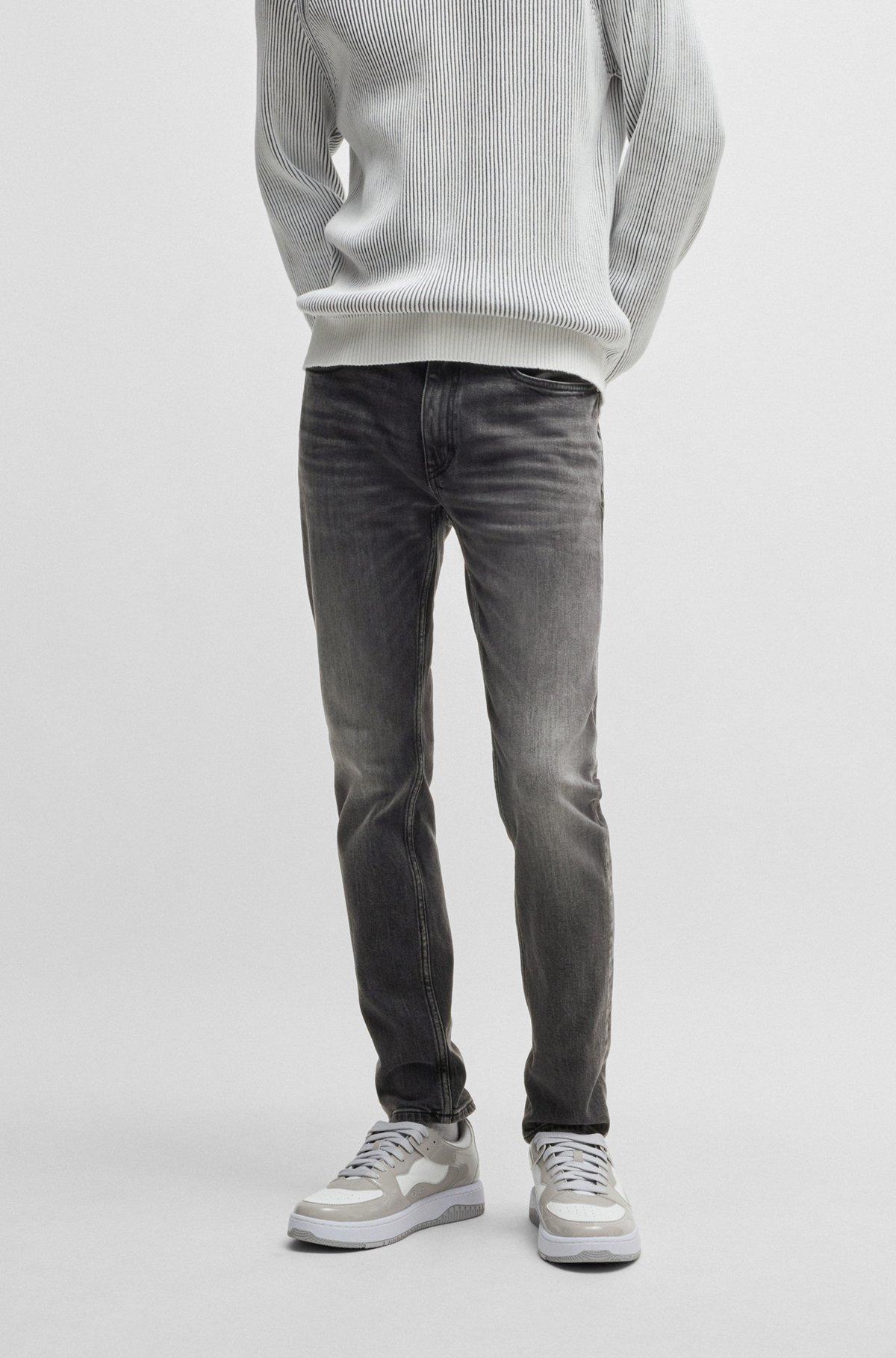 Extra-slim-fit jeans in gray stretch denim Product Image