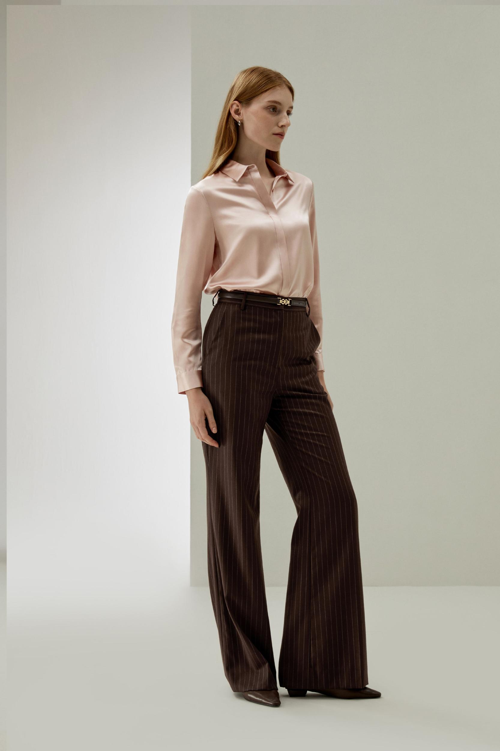 LILYSILK Silk Shirt Women - Dark Gray Mulberry Silk - Non-Toxic Dyes Concealed Mother-Of-Pearl Buttons Blouse Petite M Product Image