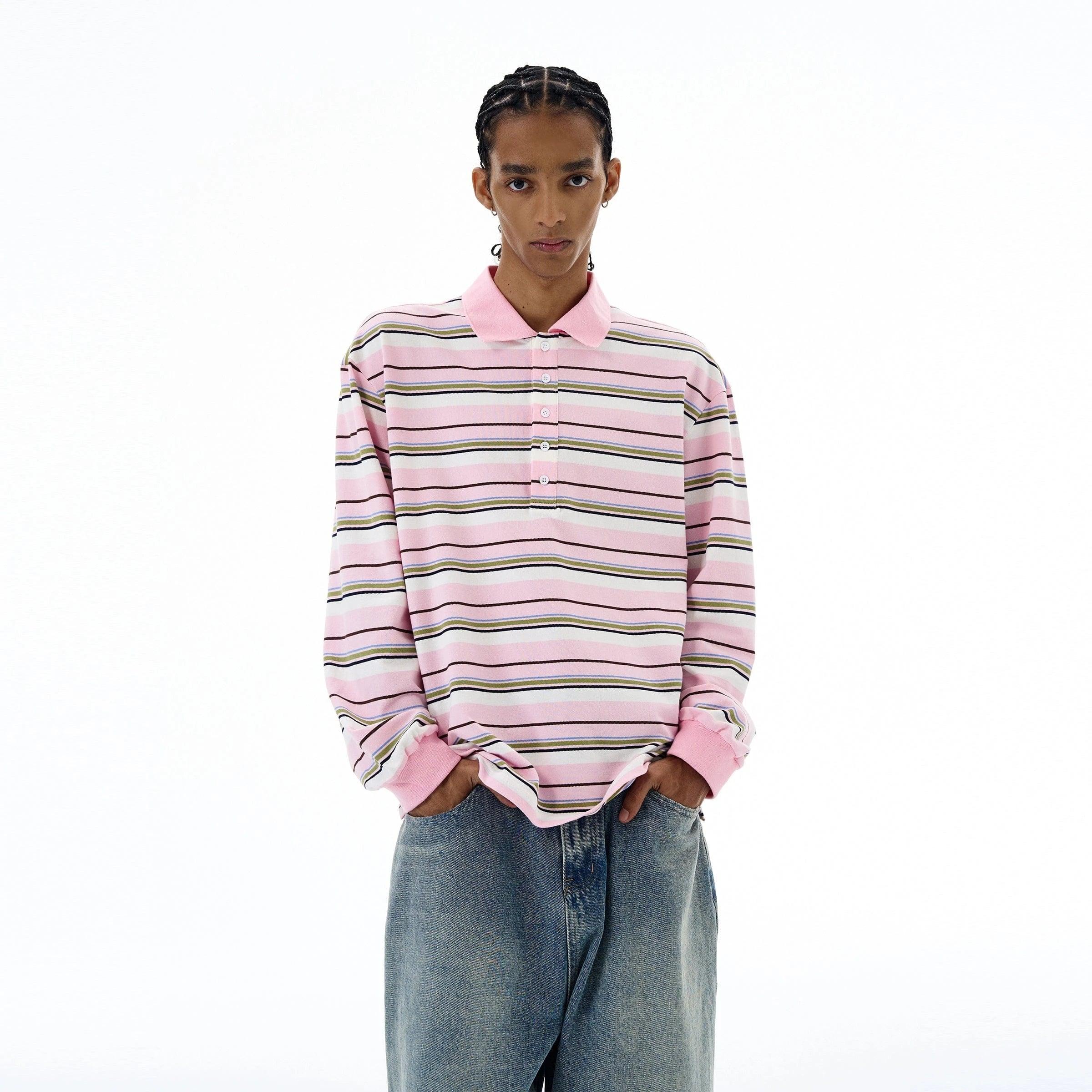 RT No. 19542 STRIPE POLO SWEATER Product Image
