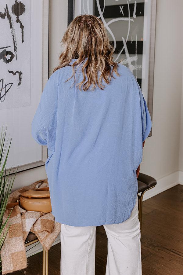 Destined For Decadence Button Up In Sky Blue Curves Product Image