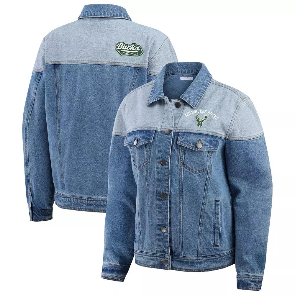 Women's WEAR by Erin Andrews Blue New York Knicks Full-Button Denim Jacket,  Product Image