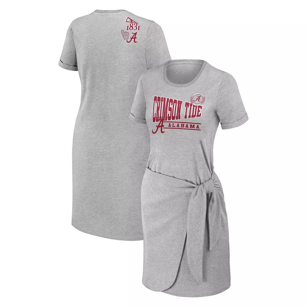 Women's WEAR by Erin Andrews Heather Gray Alabama Crimson Tide Knotted T-Shirt Dress,  Product Image