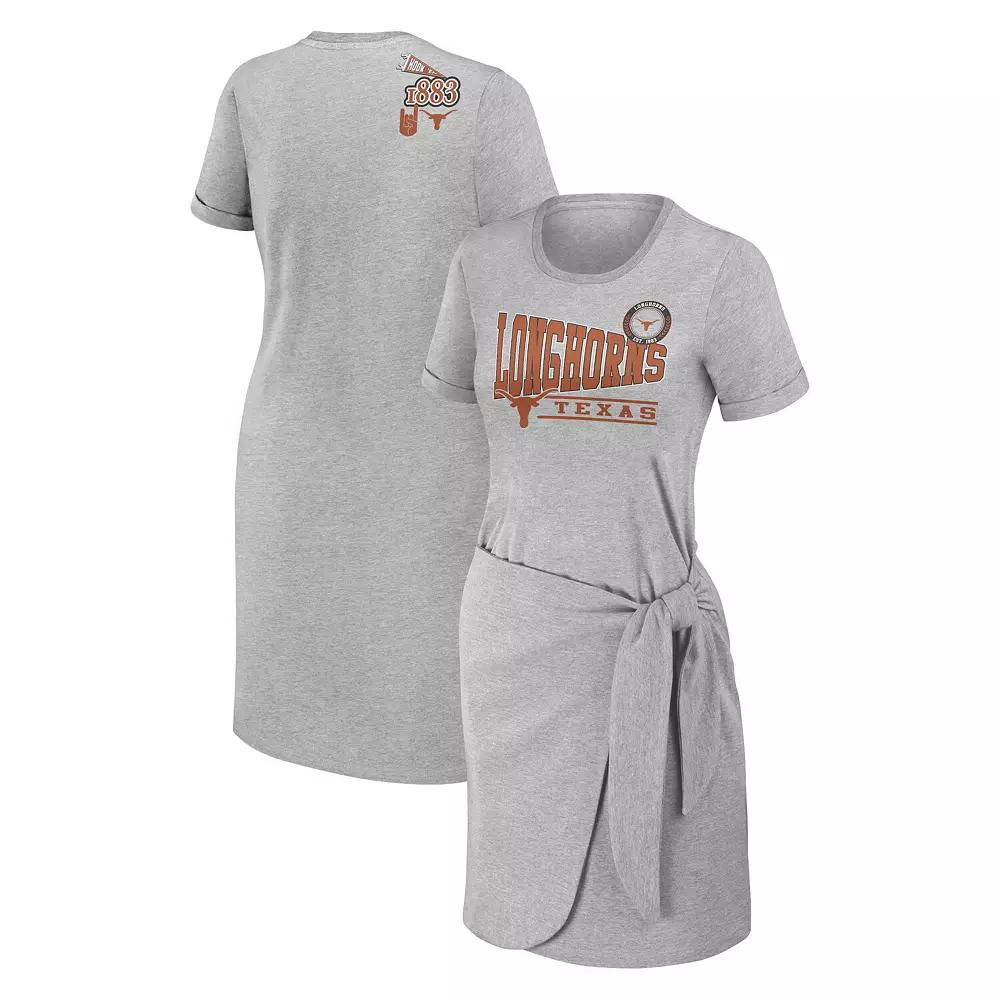 Women's WEAR by Erin Andrews Heather Gray Texas Longhorns Knotted T-Shirt Dress,  Product Image