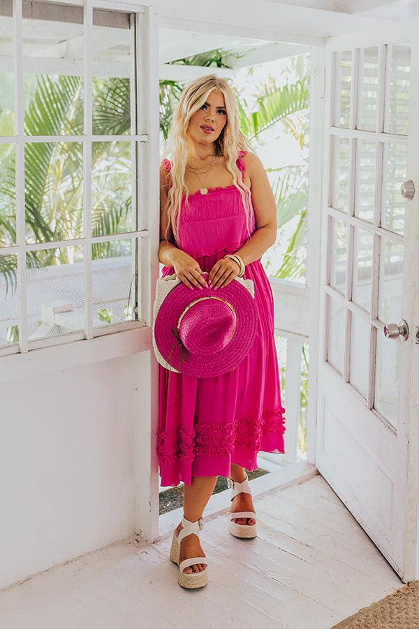 Bayside Bliss Ruffle Midi in Hot Pink Curves Product Image