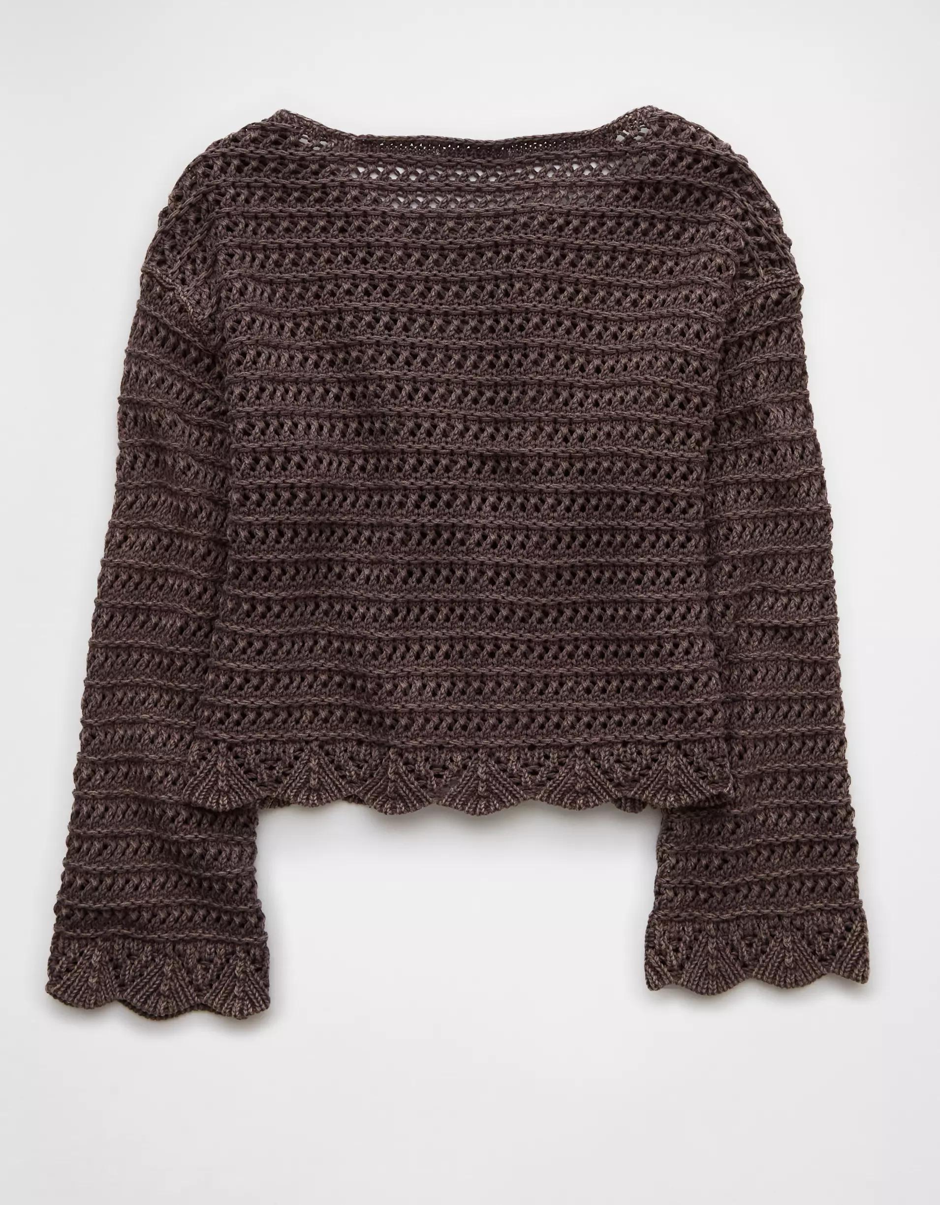 AE Ballet Neck Open Knit Sweater Product Image