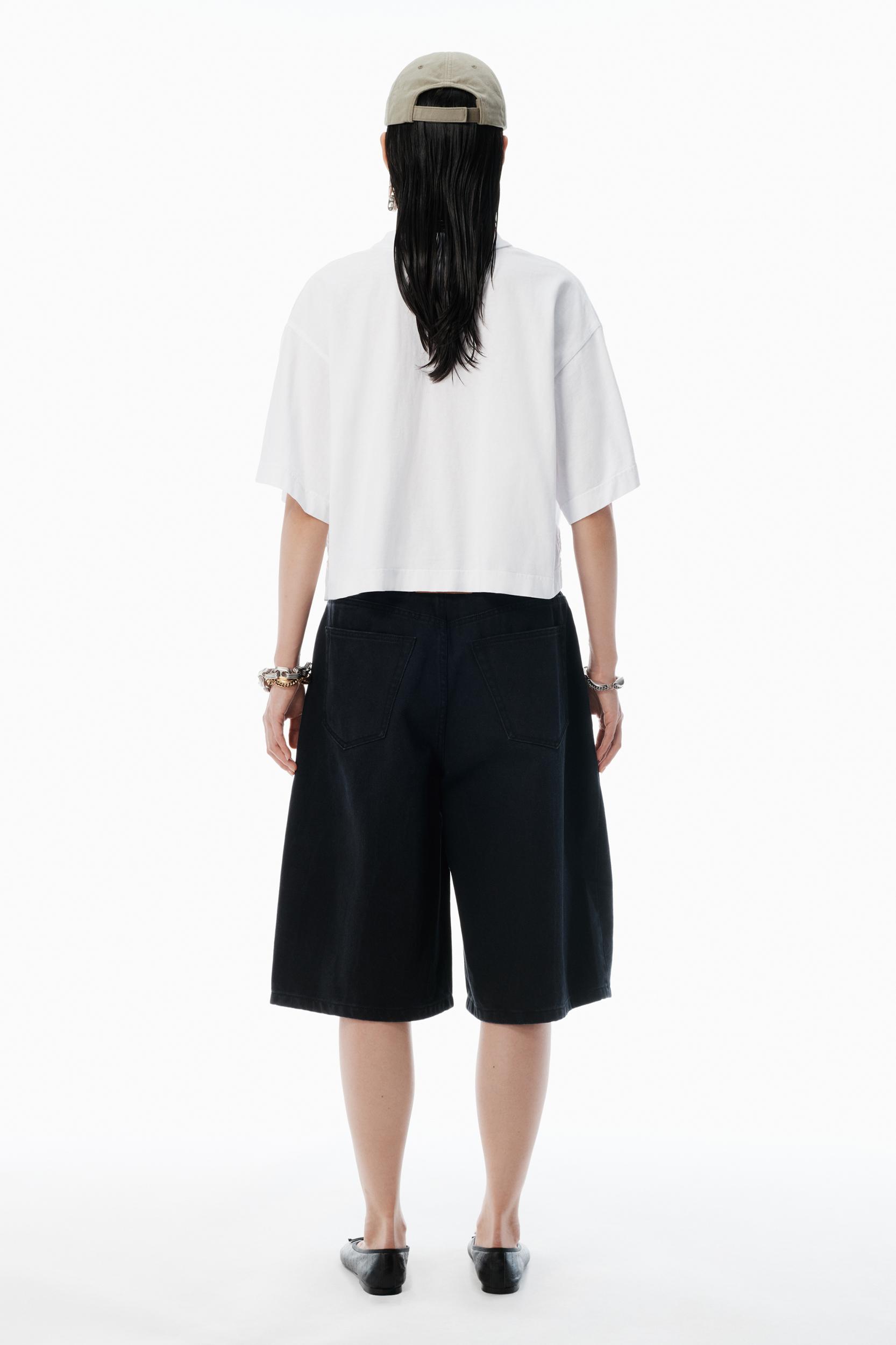 White Logo Cropped Jersey Tee Product Image