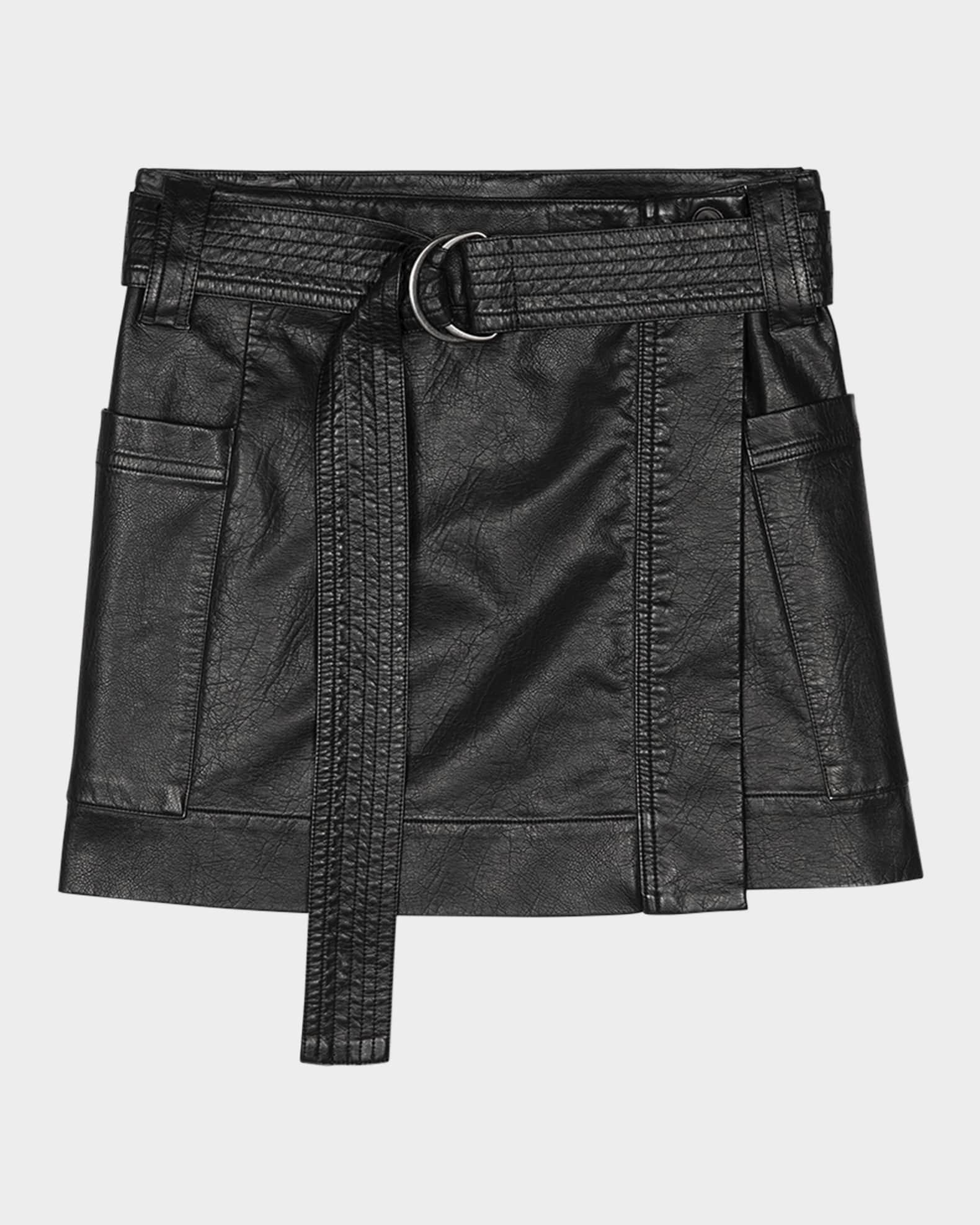 Deanna Belted Faux Leather Mini Skirt  Product Image