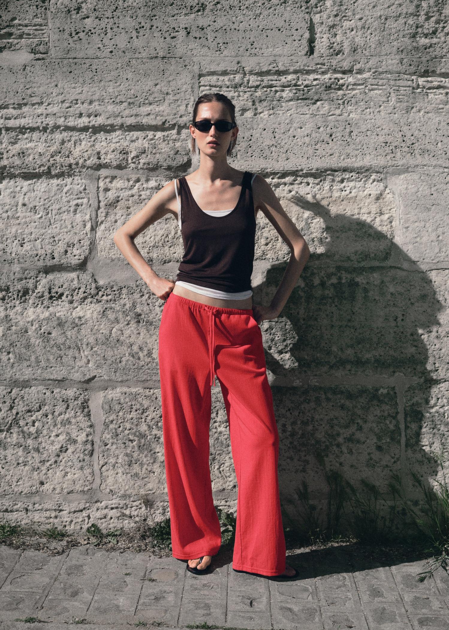 Drawstring straight pants - Women | MANGO USA Product Image