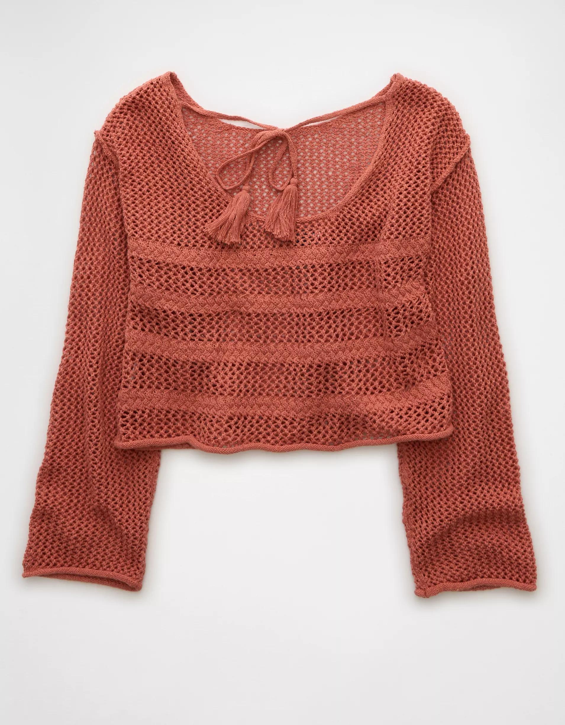 AE Off The Shoulder Crochet Sweater Product Image