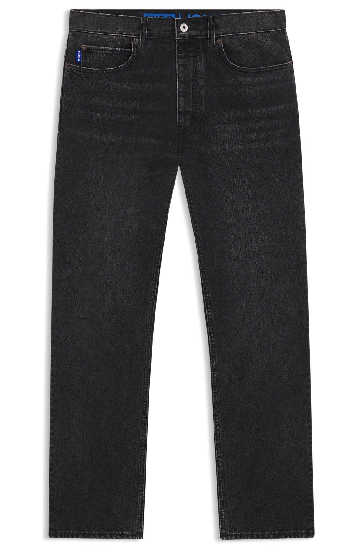 HUGO - Regular-fit jeans in black washed denim - Dark Grey Product Image