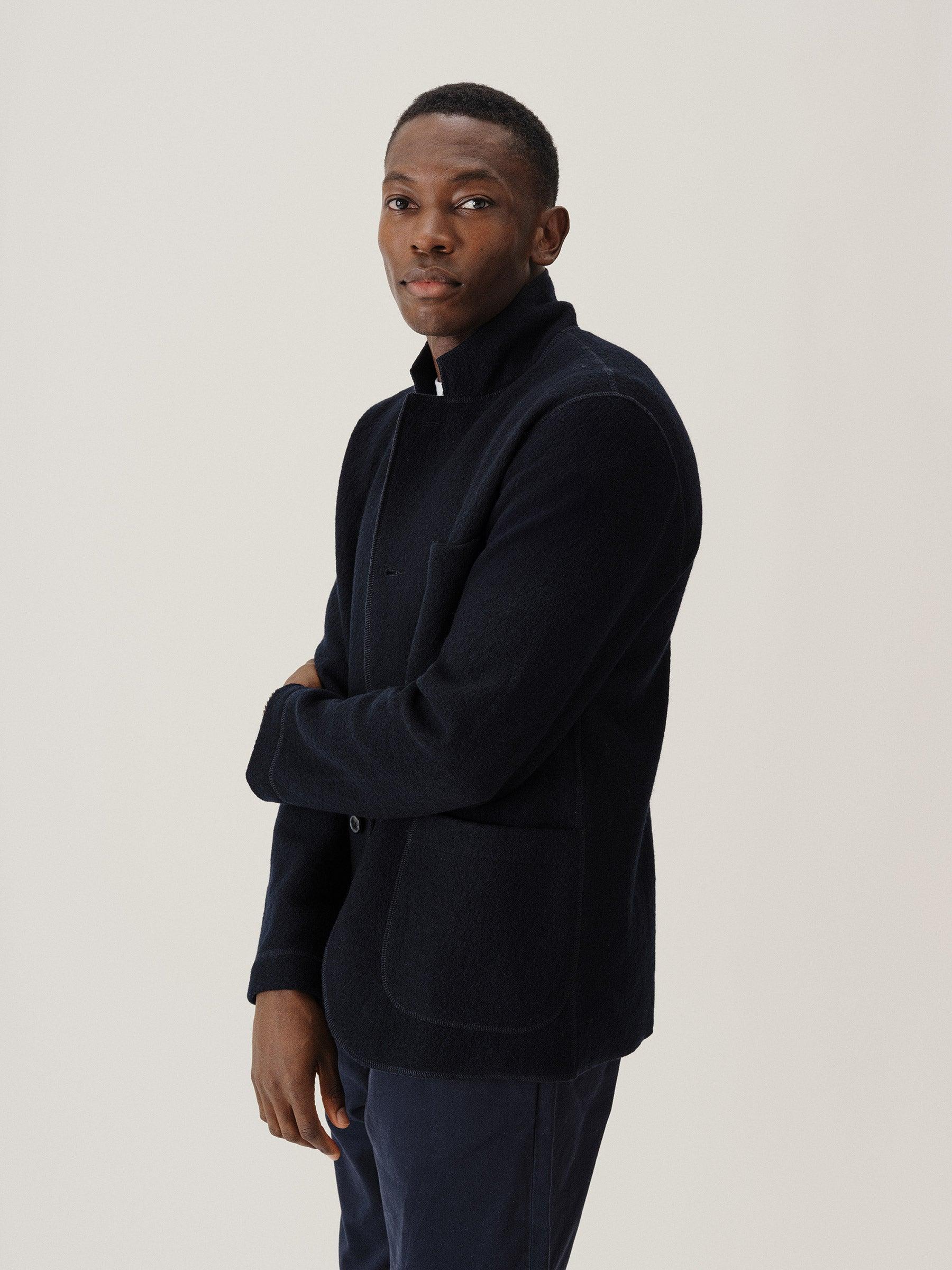 Navy Felted Chore Coat Product Image