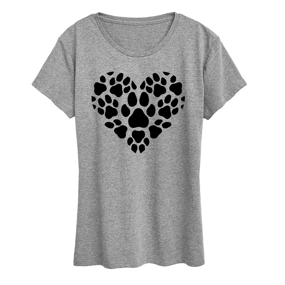 Women's Pawprint Heart Graphic Tee, Girl's,  Product Image