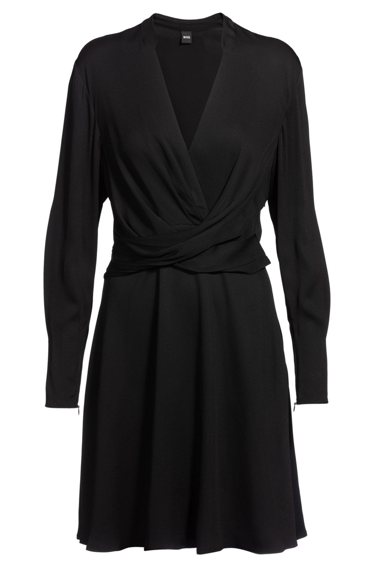 Wrap-front dress with stand collar Product Image