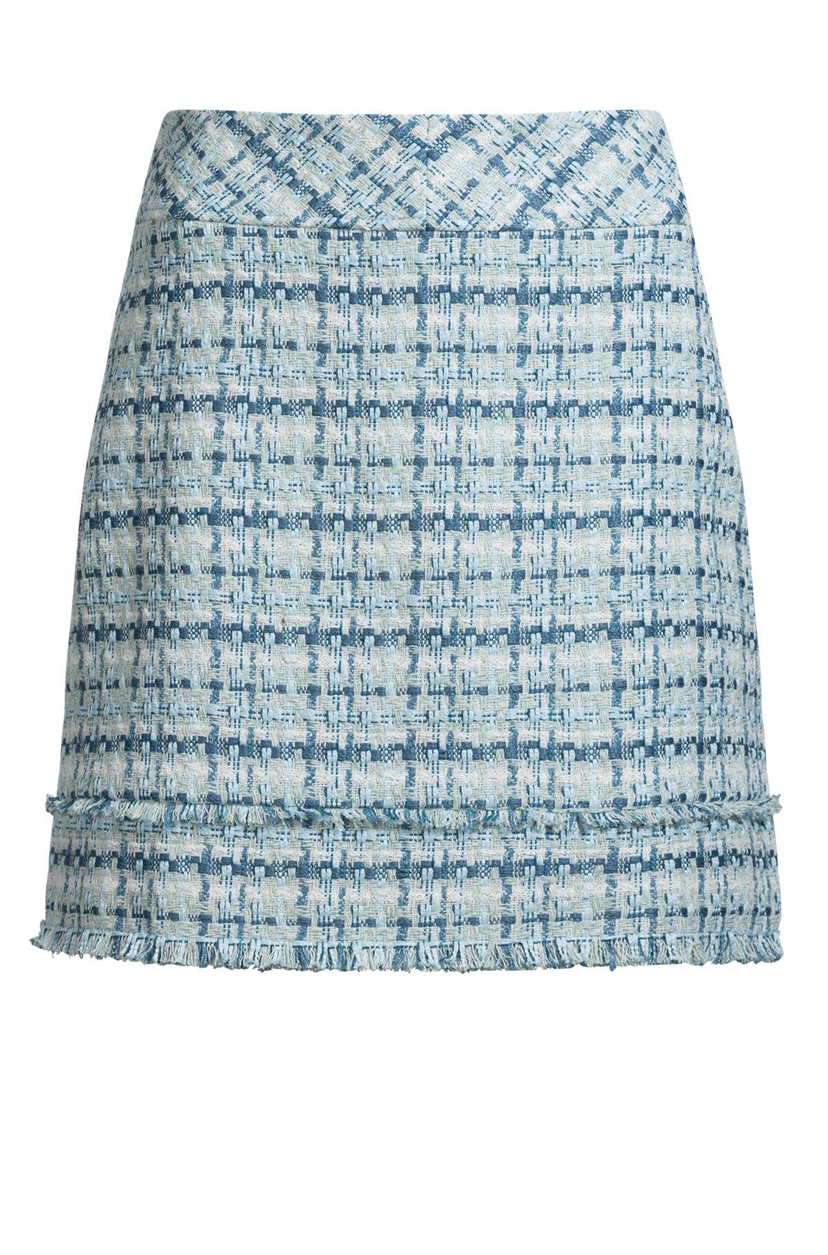 Slim-fit tweed mini skirt with fringing Product Image
