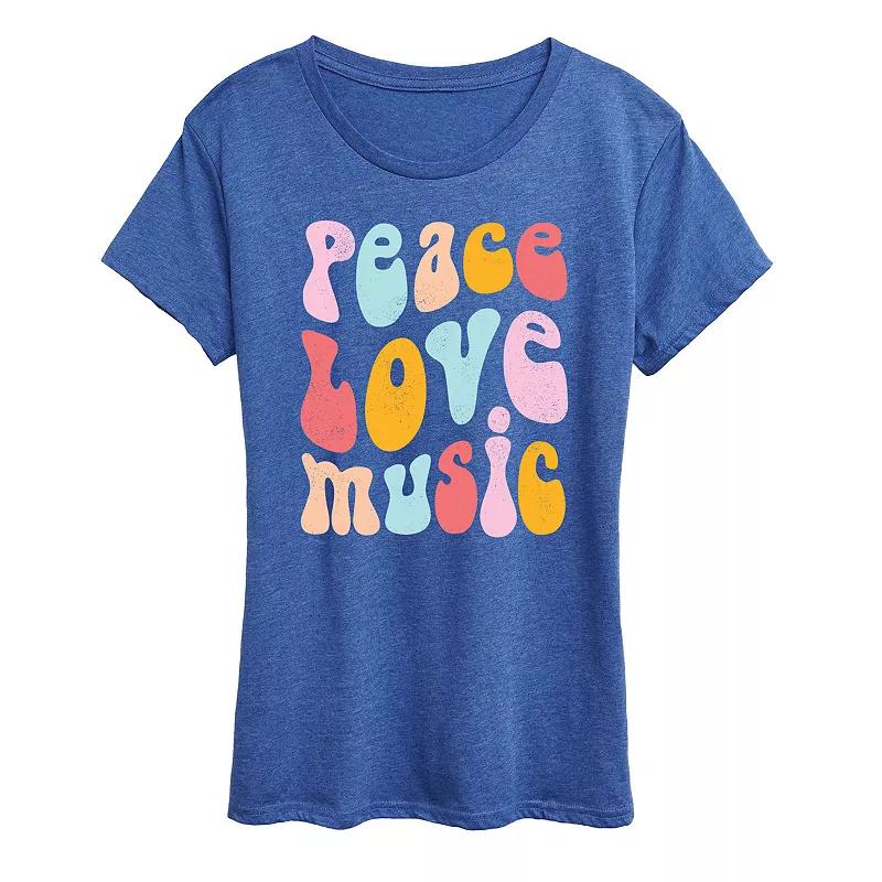 Women's Peace Love Music Distressed Graphic Tee,  Product Image