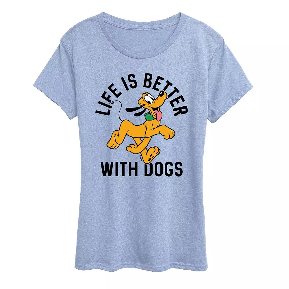 Disney's Pluto Women's Life Is Better With Dogs Graphic Tee,  Product Image