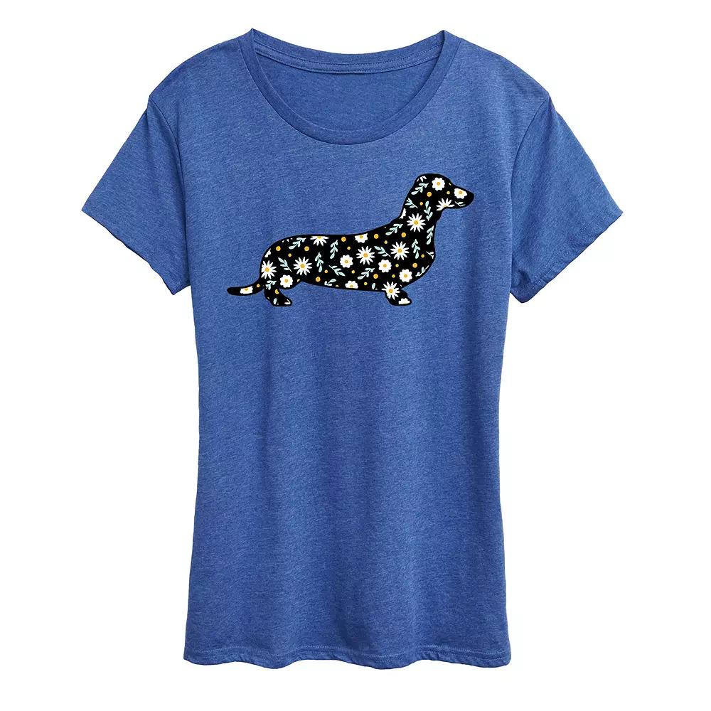 Women's Daisy Fill Dachshund Graphic Tee,  Product Image