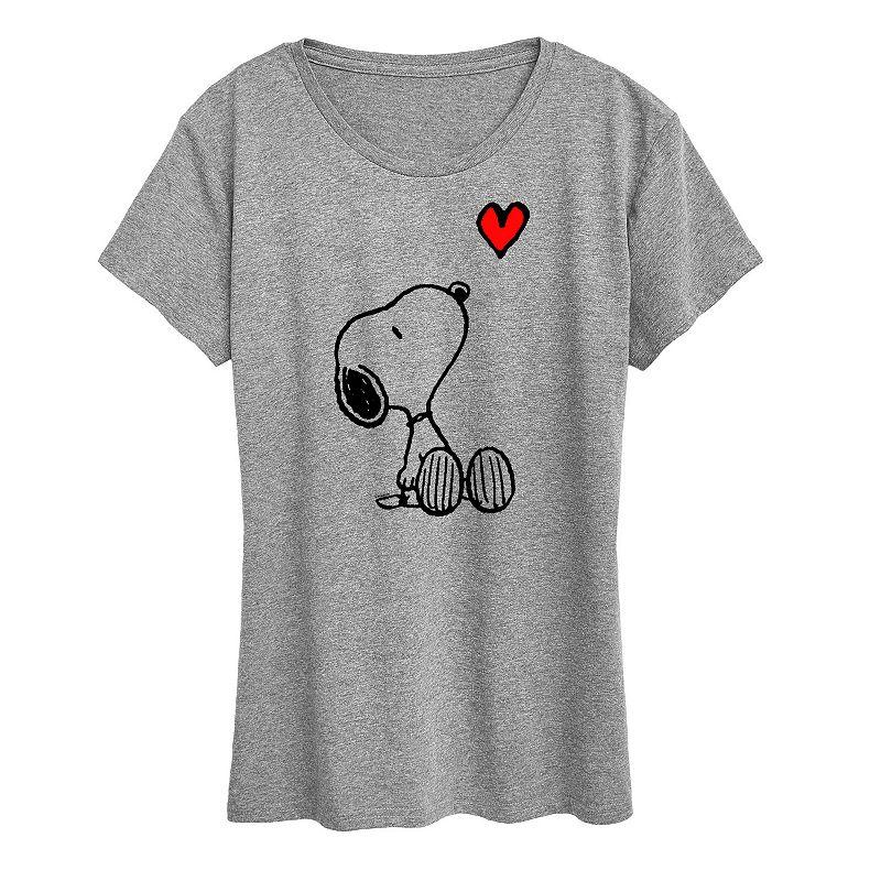 Women's Peanuts Red Snoopy Heart Graphic Tee, Girl's,  Product Image