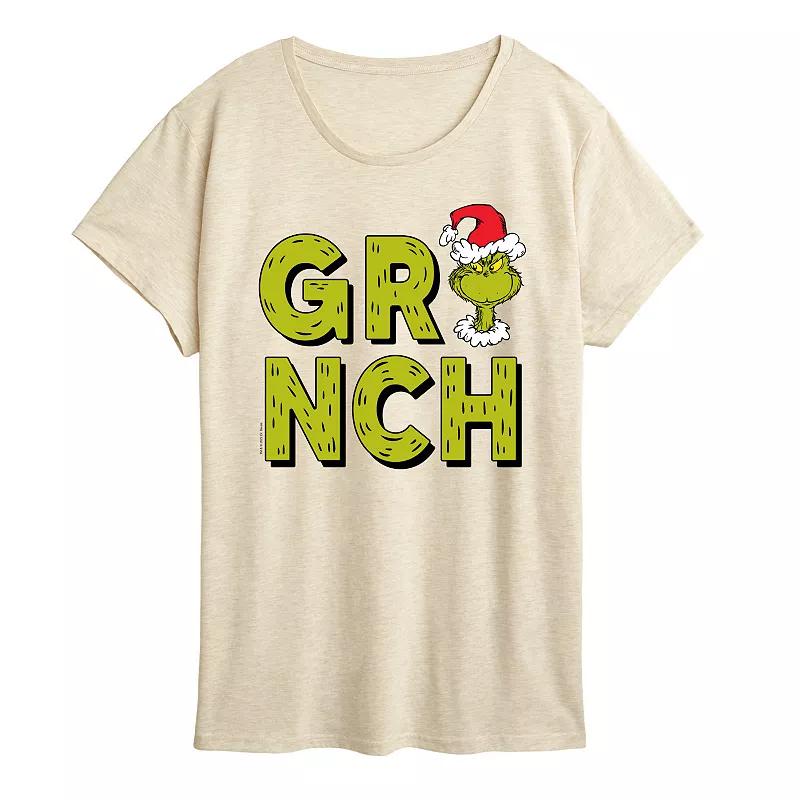 Women's Dr. Seuss Grinch Fur Letters Graphic Tee,  Product Image