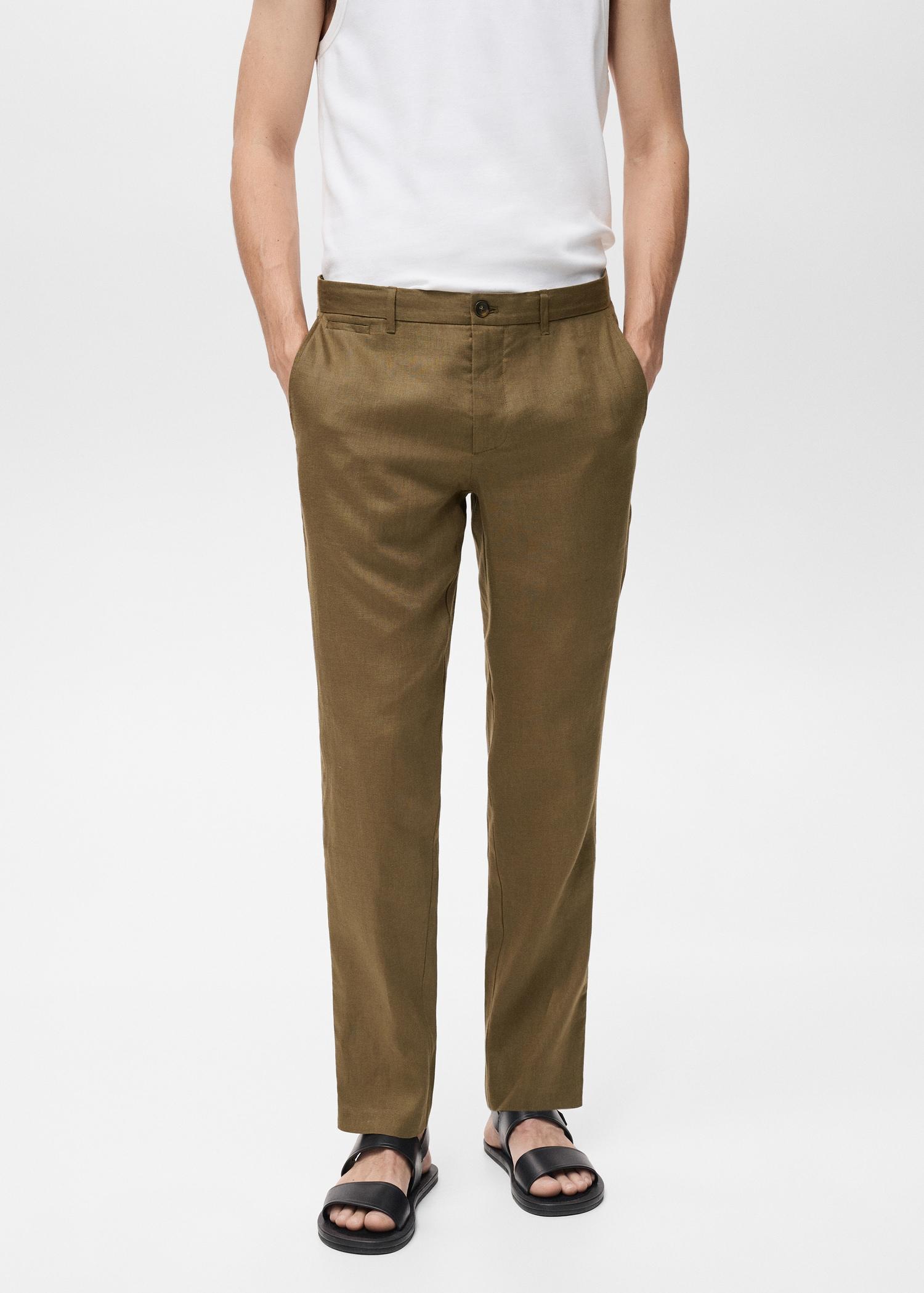 Slim-fit 100% linen pants - Men | MANGO USA Product Image