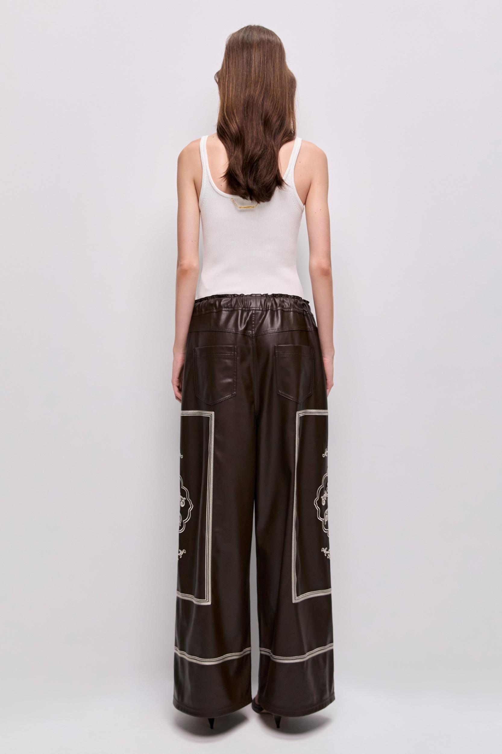 Lotus Vegan Leather Shirt-DARK CHOCOLATE / 4 Product Image